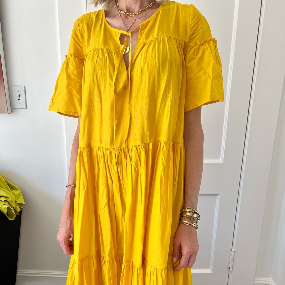 J Crew long maxi bright yellow beach dress - Picture 2 of 3
